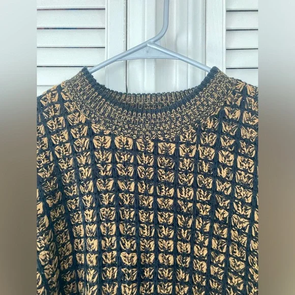 Vintage Anchor Blue Men Size Large Crewneck Sweater Textured 3D Knit 80's Retro - Picture 4 of 11